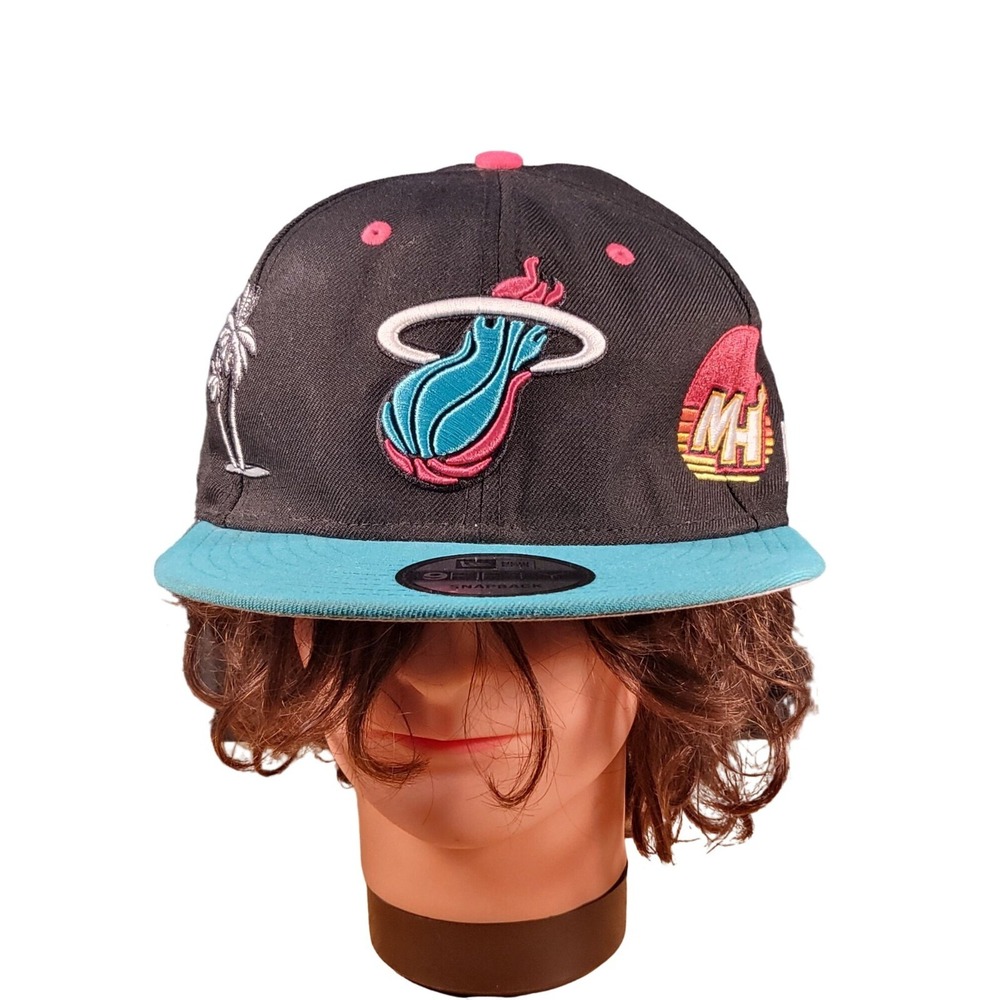 Miami Heat New Era 9Fifty Snapback Hat Men‎ Black Graphic Basketball Sportswear